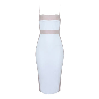 Vestido Mujer Midi Elegante Bicolor