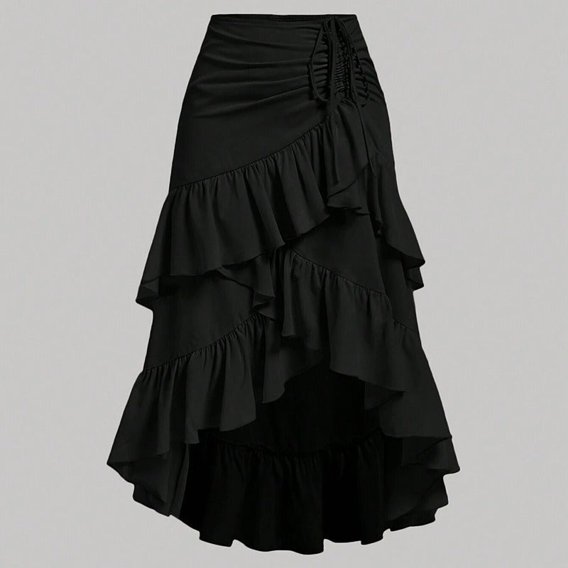 Falda Midi Mujer Estampada con Volantes laterales - Vestiria
