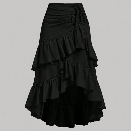 Falda Midi Mujer Estampada con Volantes laterales - Vestiria