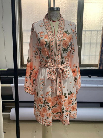Vestido Mujer Floral Estampado con Cintura