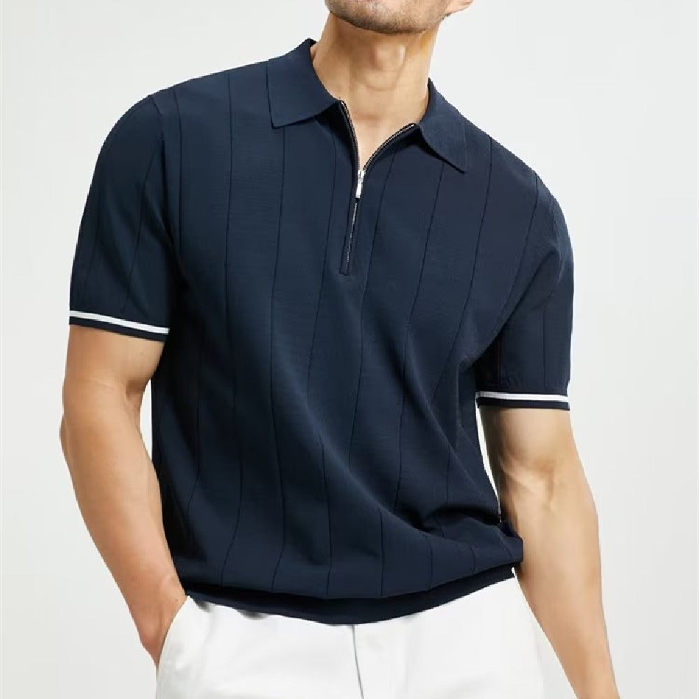Polo Hombre Cuello Redondo Moderno Cremallera
