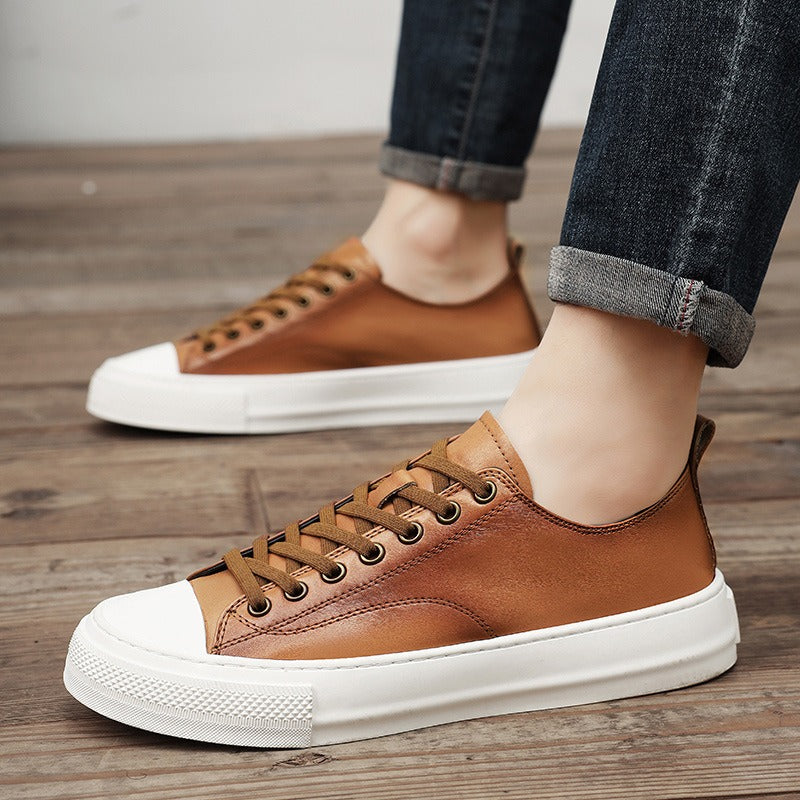 Zapatillas Hombre Cuero Blanco Estilo Urbanita - Vestiria