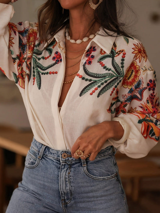 Blusa mujer flores elegante estilo hippie - Vestiria