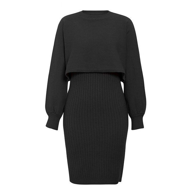 Vestido de punto efecto dos piezas elegante