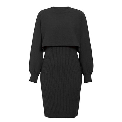 Vestido de punto efecto dos piezas elegante