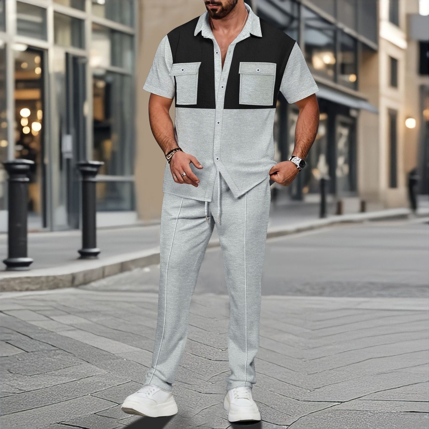 Polo y pantalón deportivo hombre estilo casual