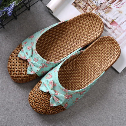 Pantuflas Mujer Tejidas con Lazo Floral