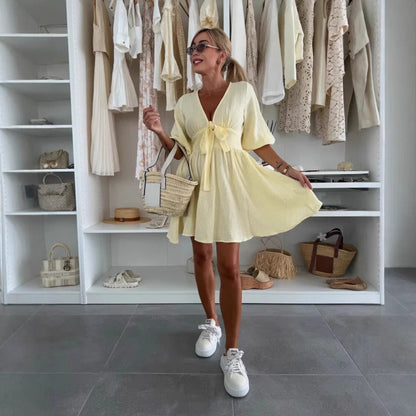 Vestido Mujer Mini Escote Fruncido Elegante