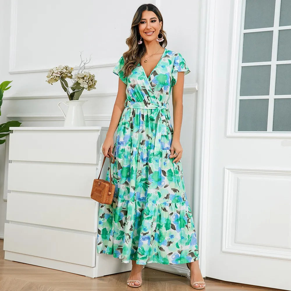 Vestido Floral Femenino Con Volantes - Vestiria