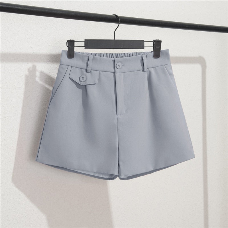 Shorts Mujer Cintura Elástica Detalle Botones Claro