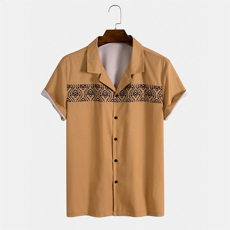 Camisa Hombre Verano Estampado Geométrico