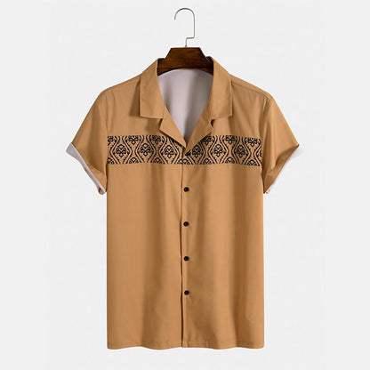 Camisa Hombre Verano Estampado Geométrico