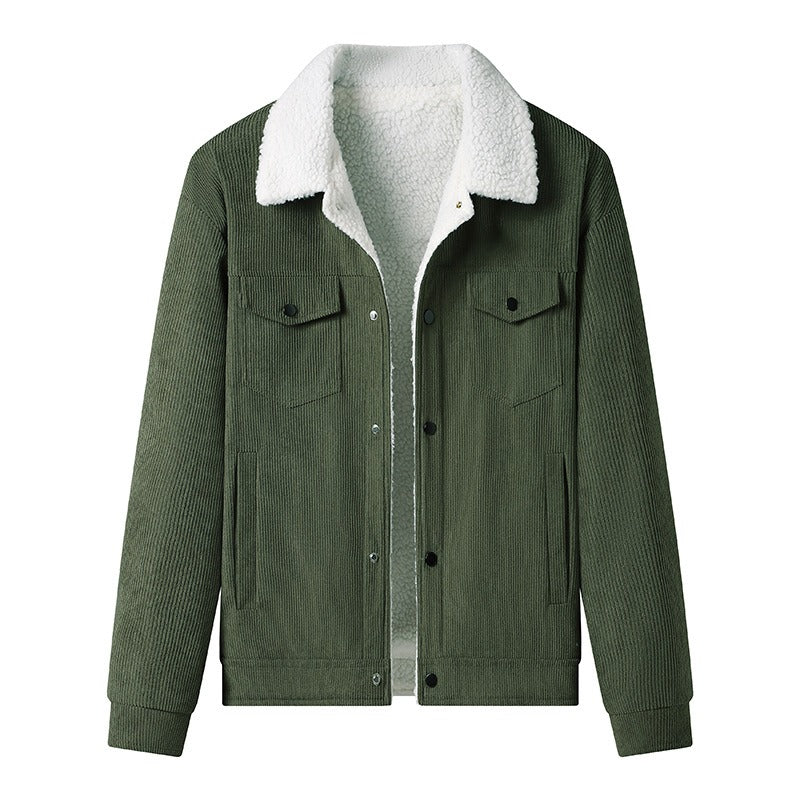 Chaqueta Hombre Pana Forrada Cálido Estilo Urbano