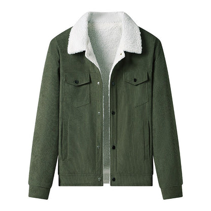 Chaqueta Hombre Pana Forrada Cálido Estilo Urbano