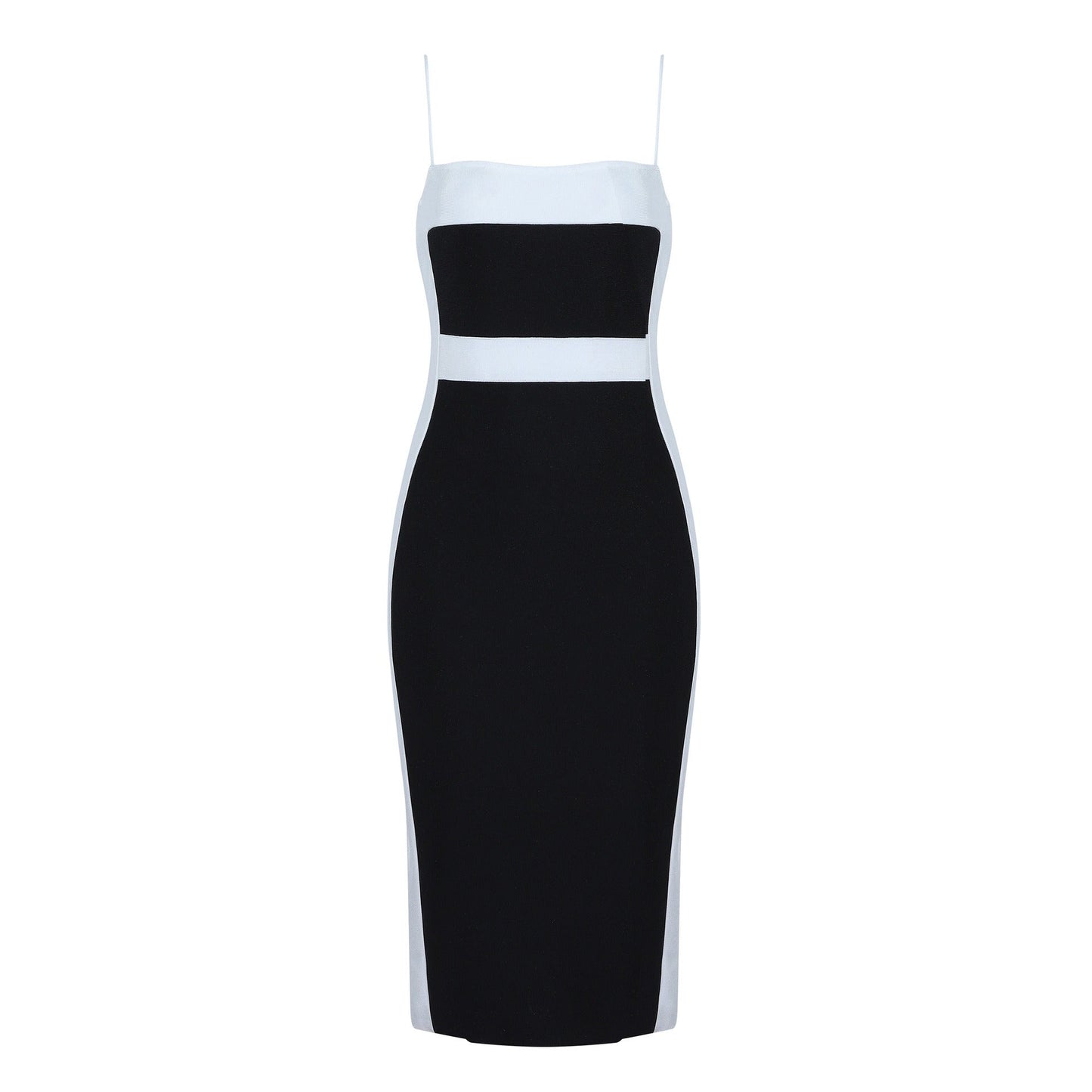 Vestido Mujer Midi Elegante Bicolor
