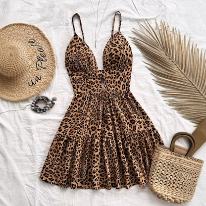 Vestido corto mujer animal print estampado fresco - Vestiria