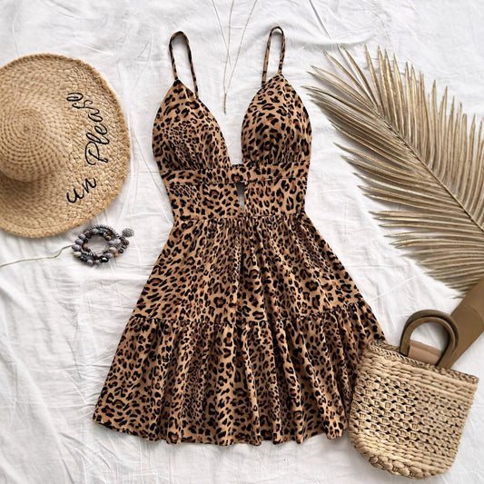 Vestido corto mujer animal print estampado fresco - Vestiria
