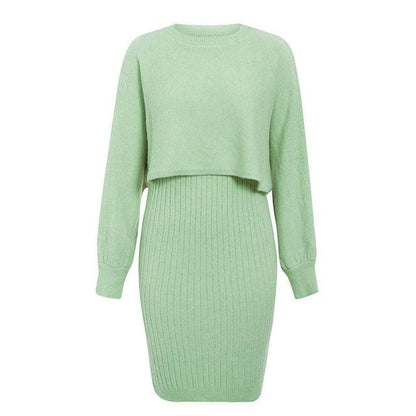 Vestido de punto efecto dos piezas elegante