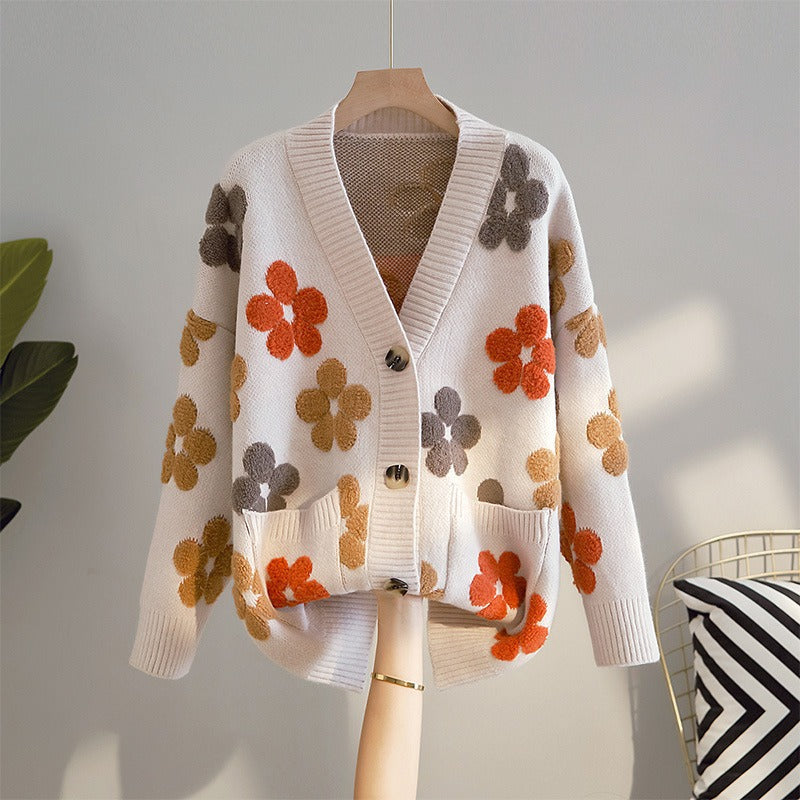 Cárdigan Mujer Punto Floral Clásico - Vestiria