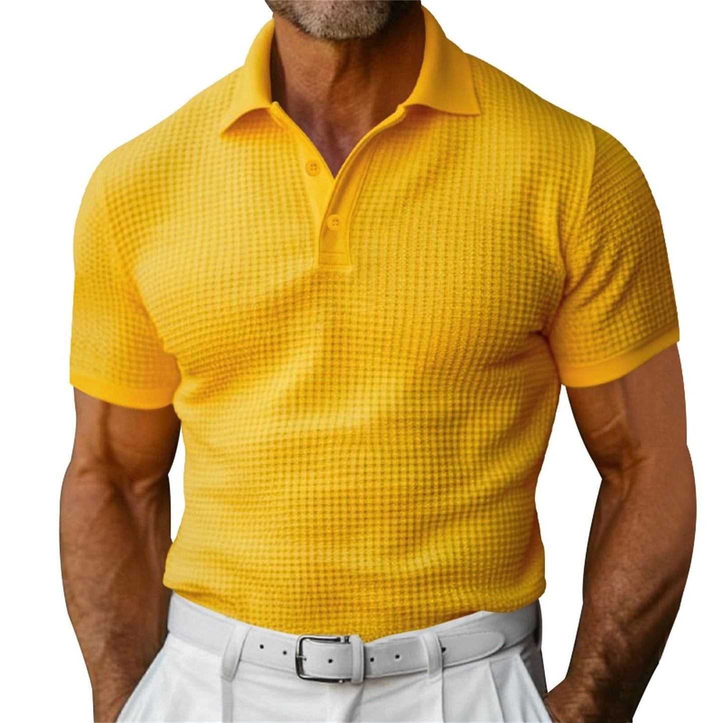 Polo Hombre Textura Waffle Estilo Clásico