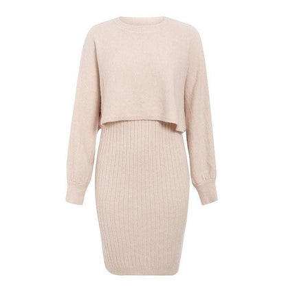 Vestido de punto efecto dos piezas elegante