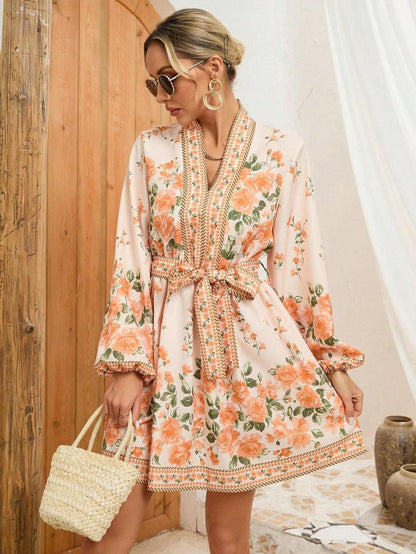 Vestido Mujer Floral Estampado con Cintura - Vestiria