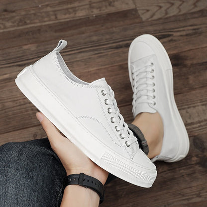 Zapatillas Hombre Cuero Blanco Estilo Urbanita
