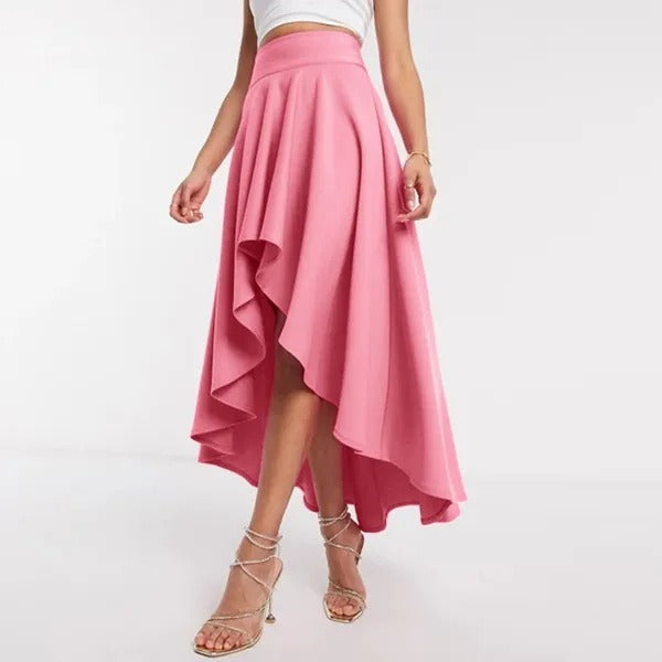 Falda Mujer Asimétrica con Vuelo y Cintura Alta Elegante - Vestiria