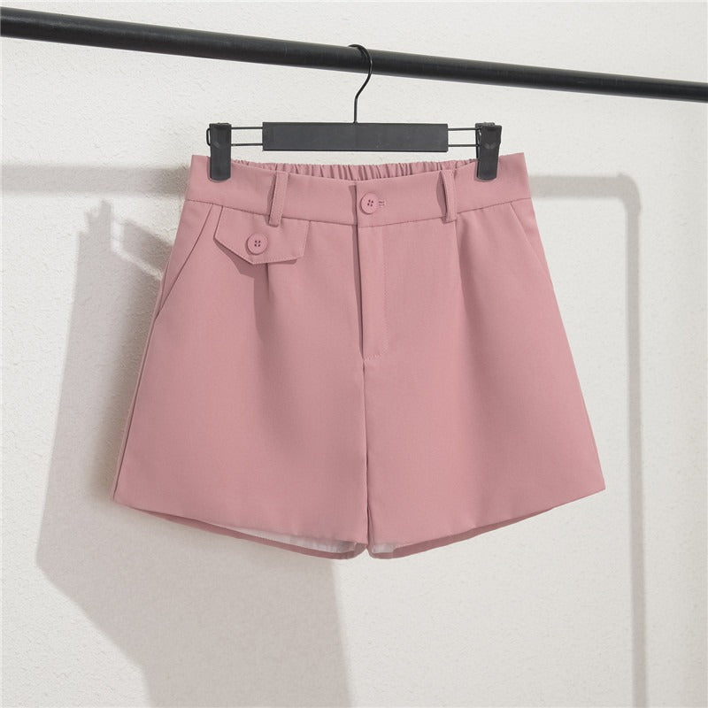 Shorts Mujer Cintura Elástica Detalle Botones Claro