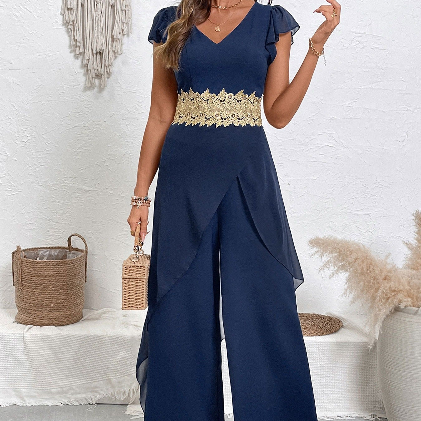 Vestido largo elegante mujer gasa floral - Vestiria