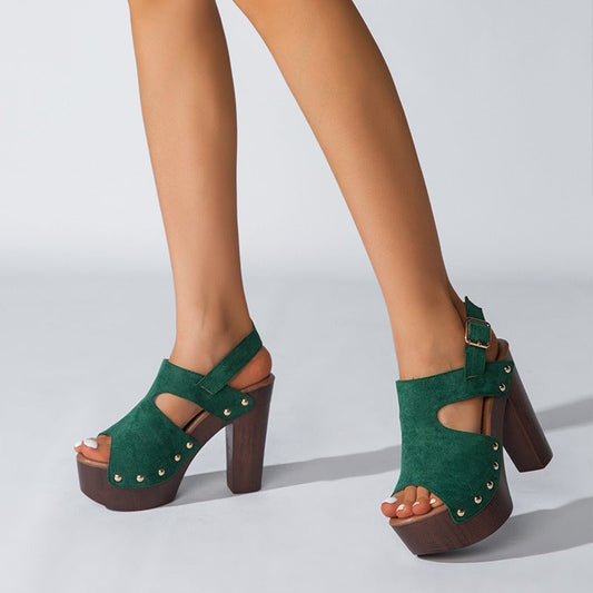 Sandalias Mujer Plataforma con Tacón Ancho Elegantes - Vestiria
