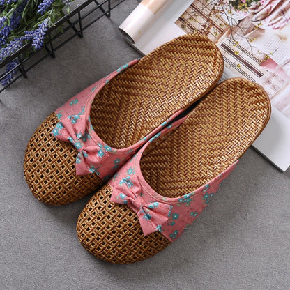 Pantuflas Mujer Tejidas con Lazo Floral