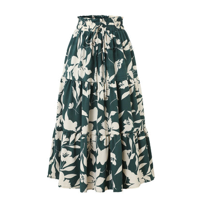 Falda Midi Floral Plisada Mujer