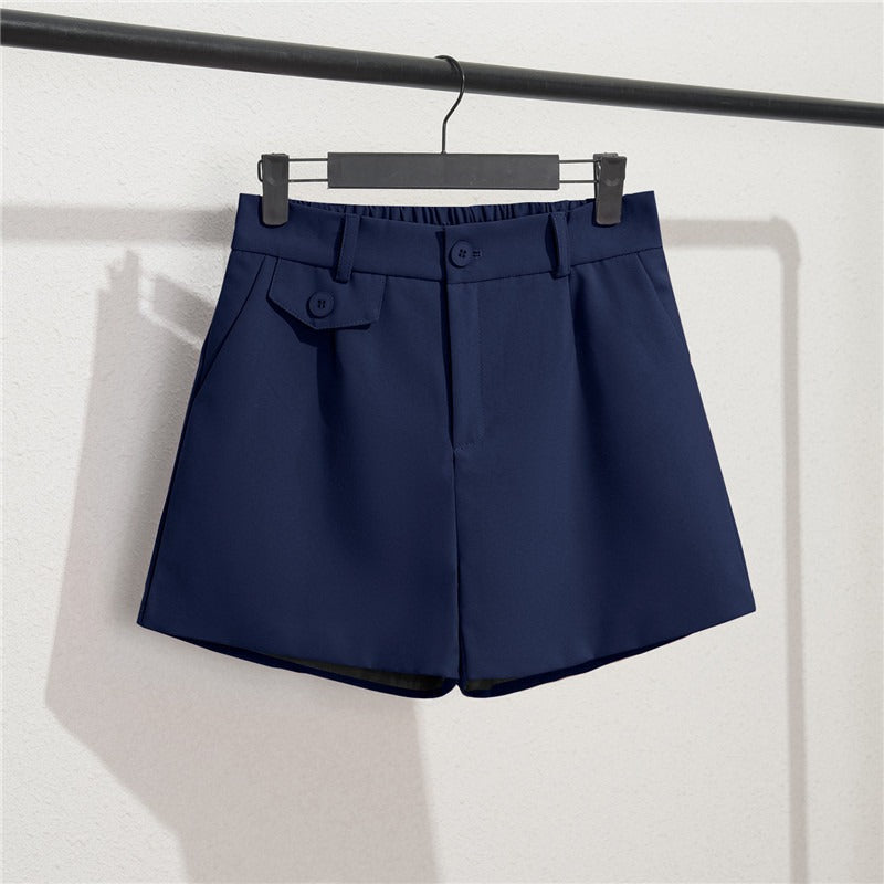 Shorts Mujer Cintura Elástica Detalle Botones Claro - Vestiria