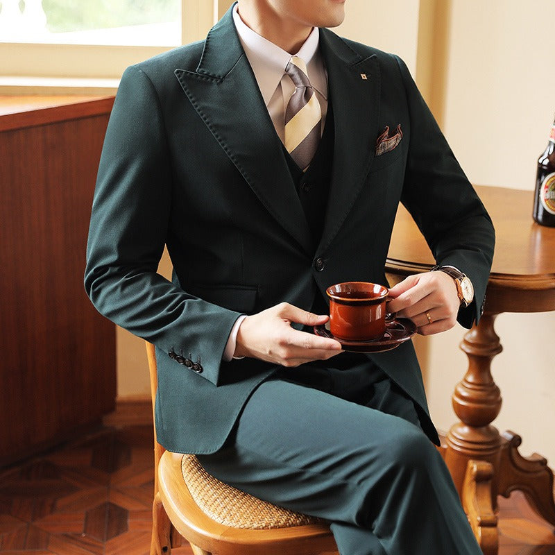 Traje Hombre Clásico 3 Piezas Estilo Empresarial