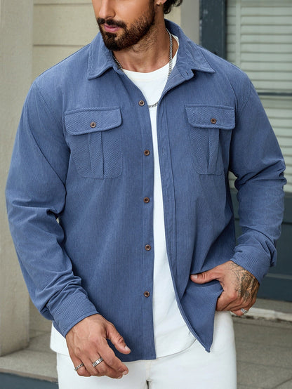 Chaqueta Hombre Pana Bolsillos Casually Clásica