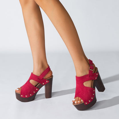 Sandalias Mujer Plataforma con Tacón Ancho Elegantes