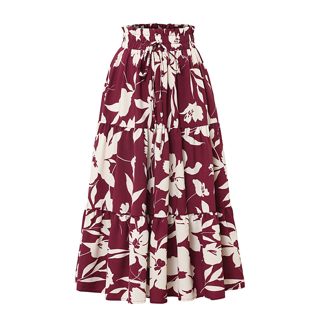 Falda Midi Floral Plisada Mujer