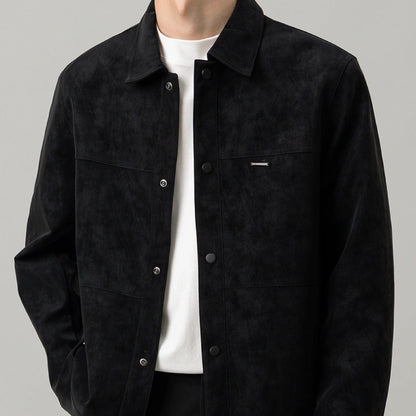 Chaqueta de cuero sintético estilo gamuza hombre - Vestiria