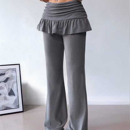 Pantalón Mujer Algodón Volantes Florales