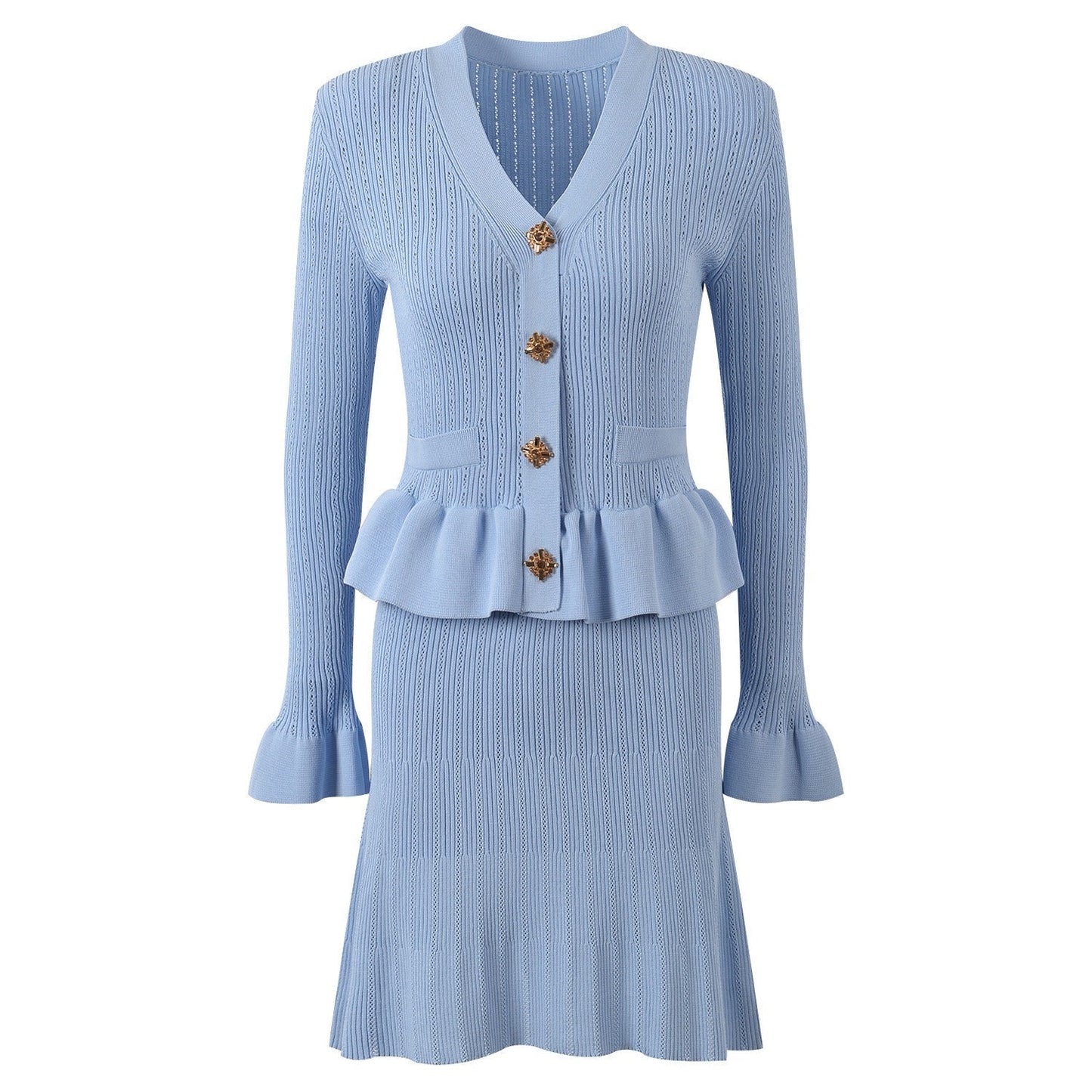 Vestido de punto elegante con broches decorativos