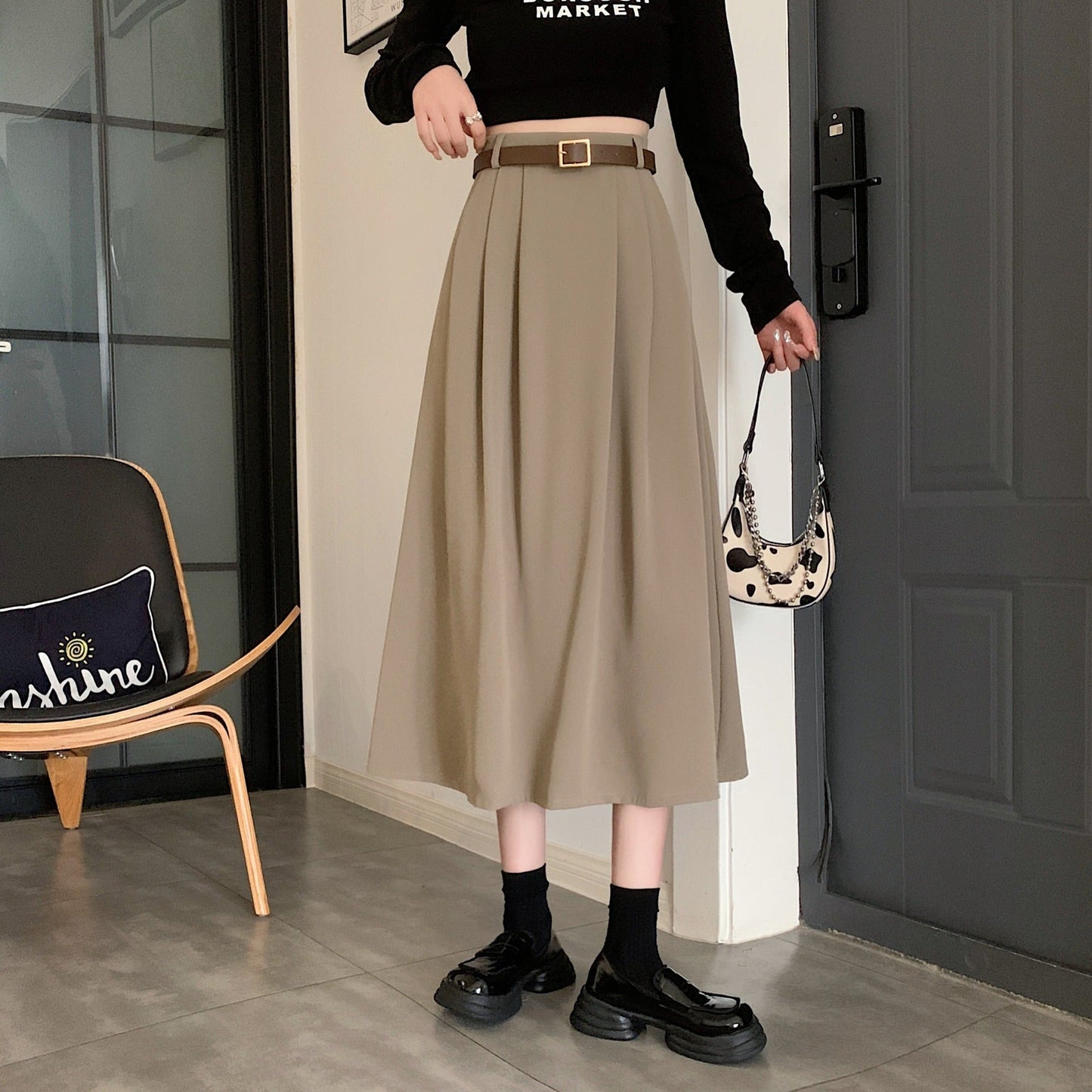 Falda Midi Mujer Fluida Corte Ahusado