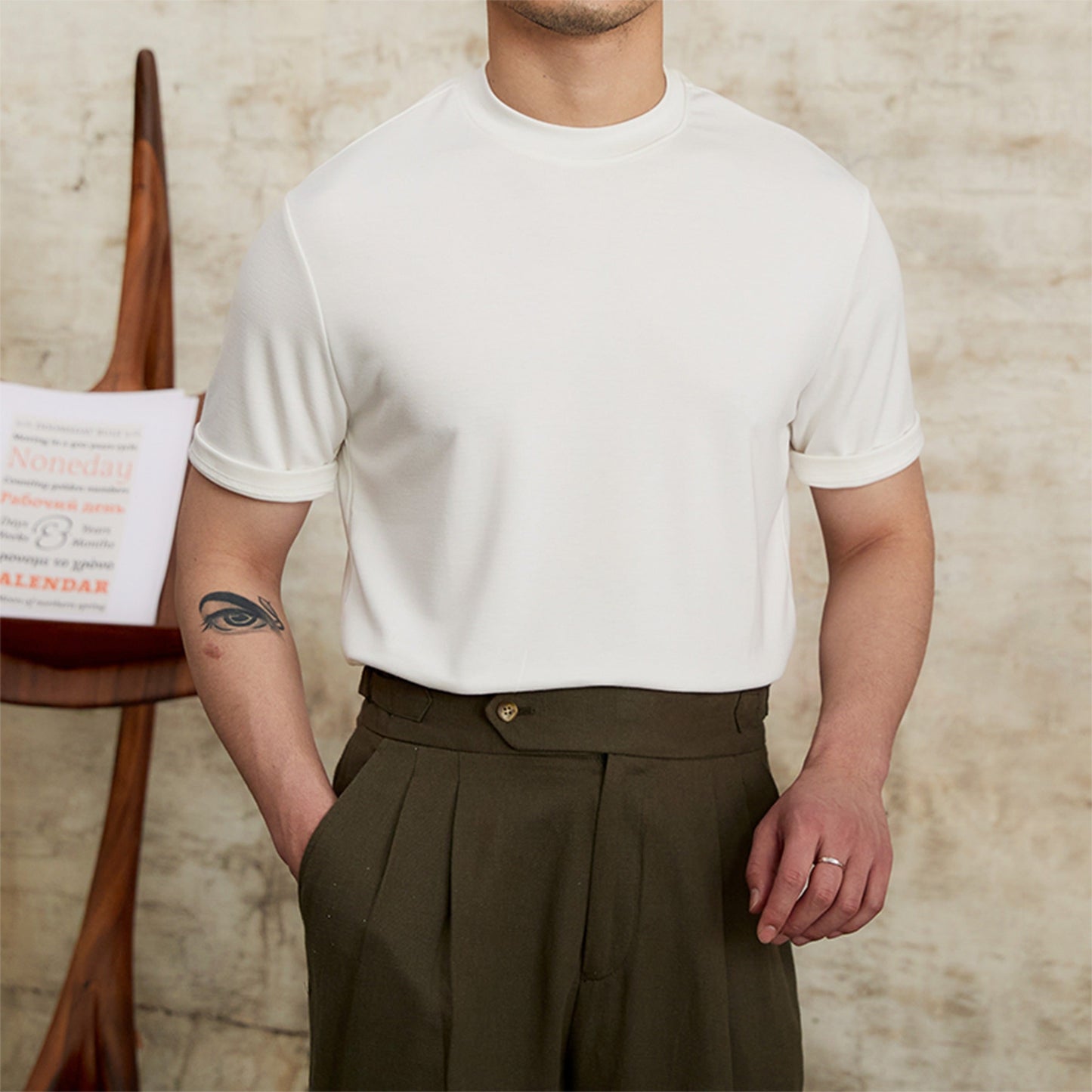 Camiseta Hombre Clásica Tejido Elástico Suave - Vestiria