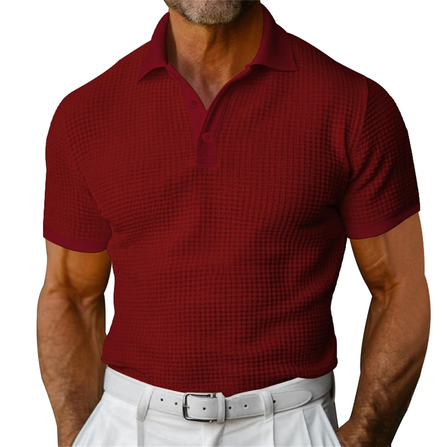 Polo Hombre Textura Waffle Estilo Clásico