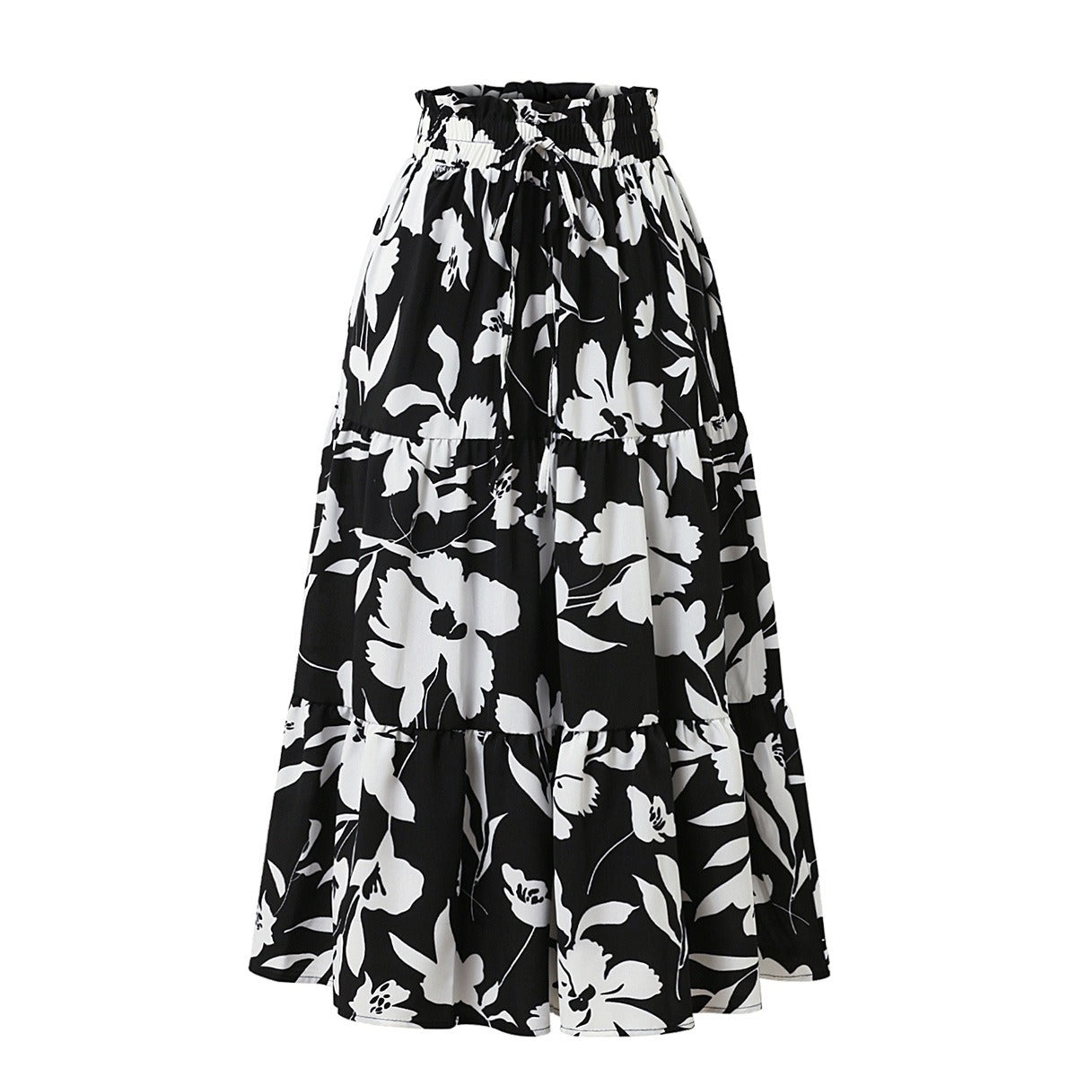 Falda Midi Floral Plisada Mujer