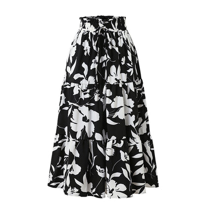 Falda Midi Floral Plisada Mujer