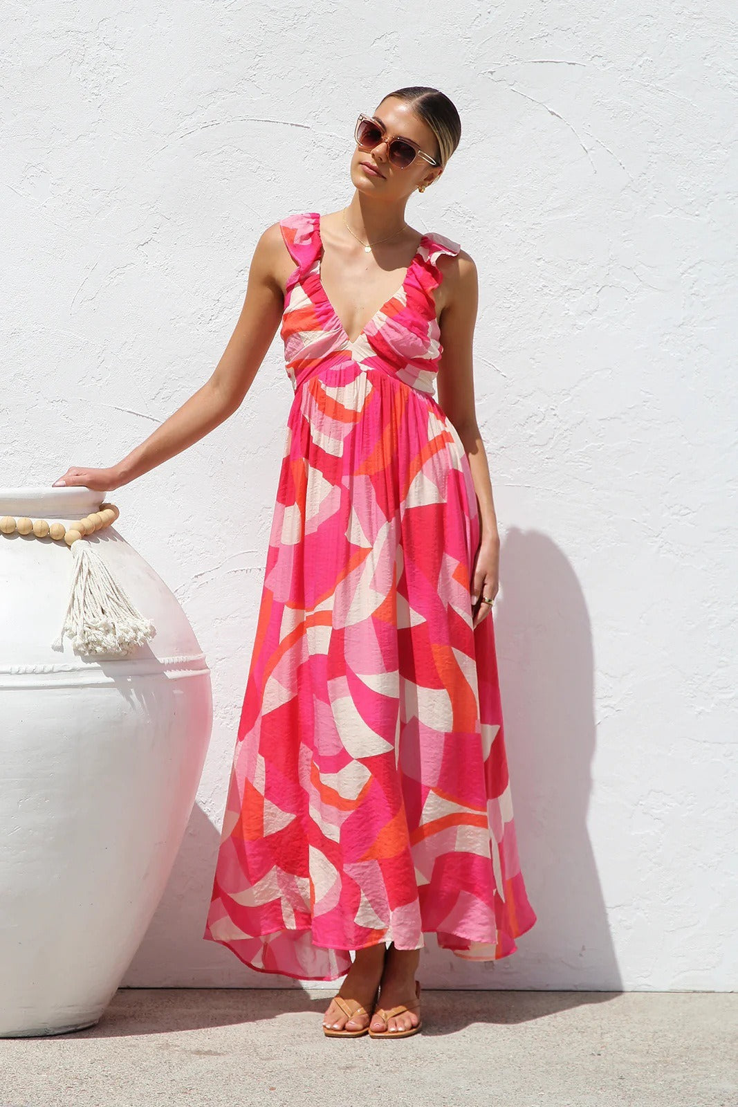 Vestido Elegante Mujer Estampado Floral Escote V - Vestiria