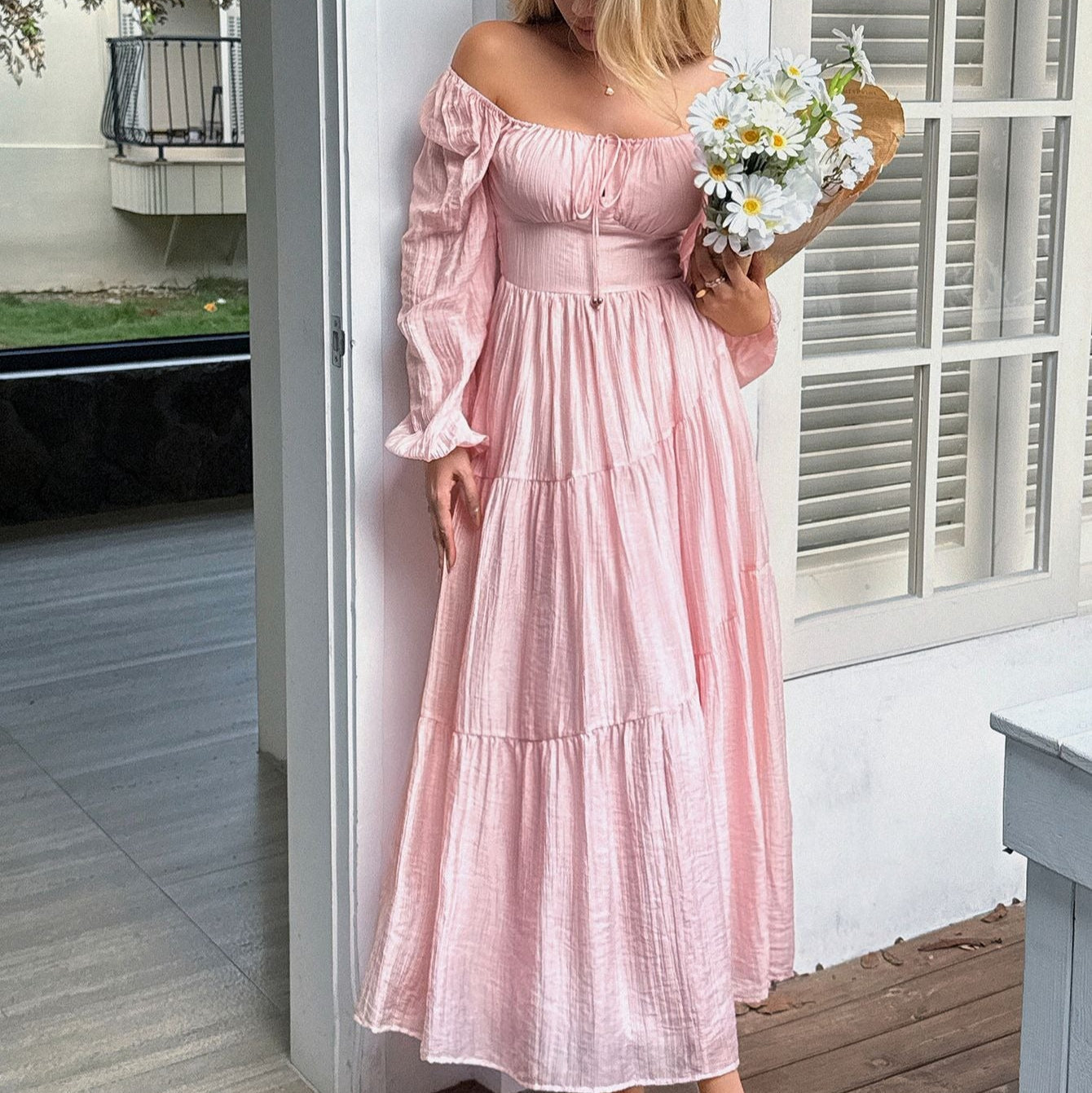 Vestido Largo Elegante Escote Cuadrado