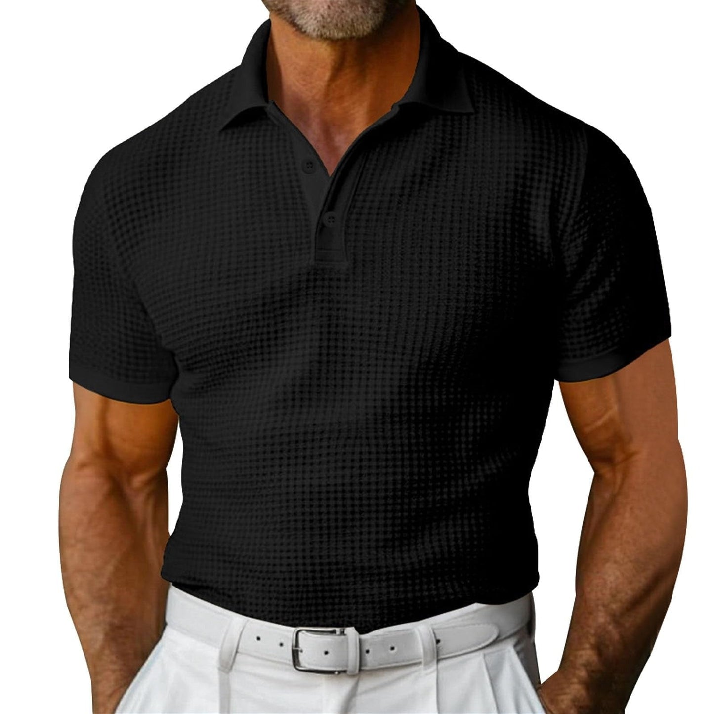 Polo Hombre Textura Waffle Estilo Clásico