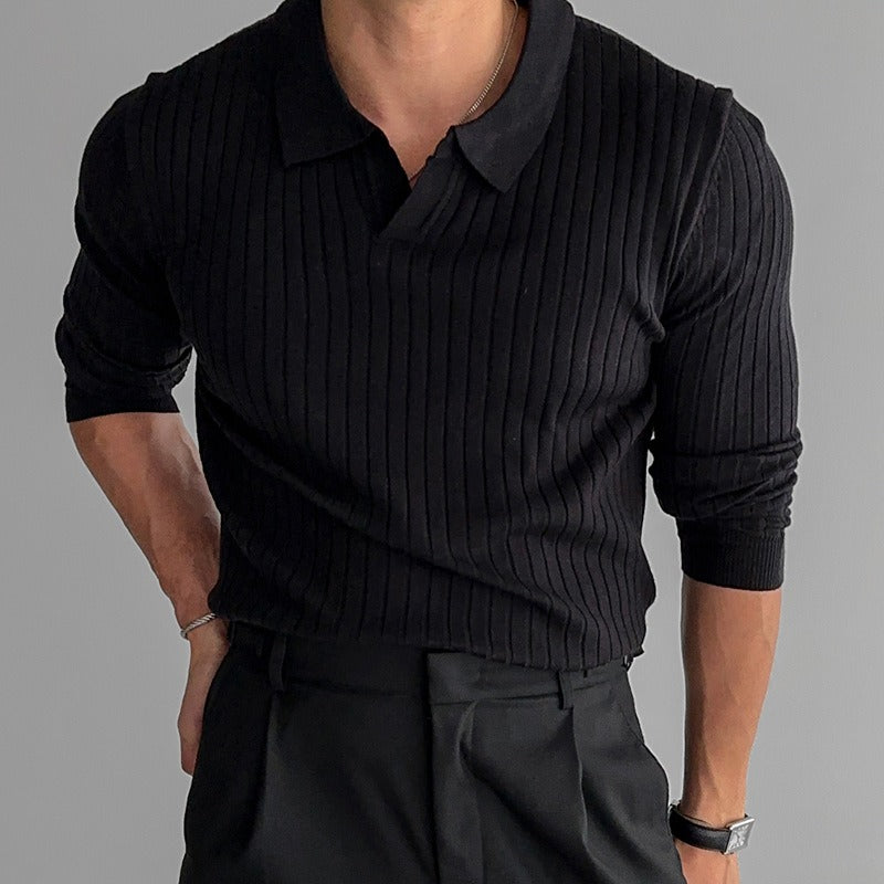 Jersey Hombre Punto Cuello Polo Estilo Clásico